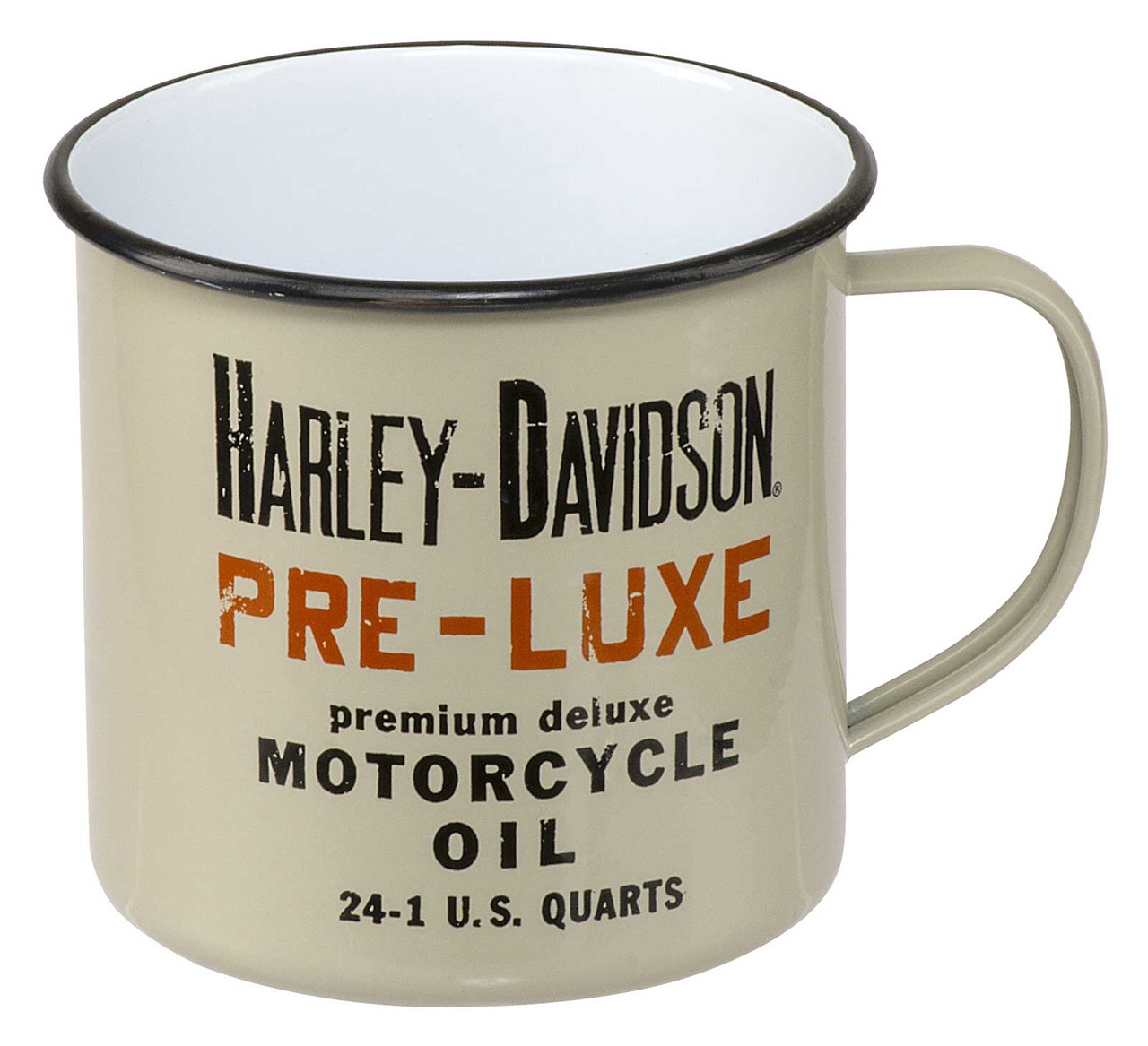 Harley Davidson Campfire Coffee Mug Pre-Luxe Graphic Enamel 17 oz Tan