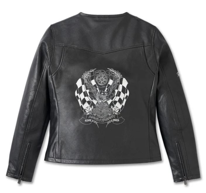 Harley davidson womens black leather jacket hotsell